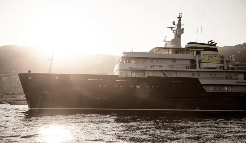 a large ship on a body of water aboard YERSIN Yacht for Charter