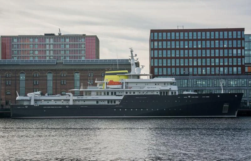 a large ship in the water aboard YERSIN Yacht for Charter
