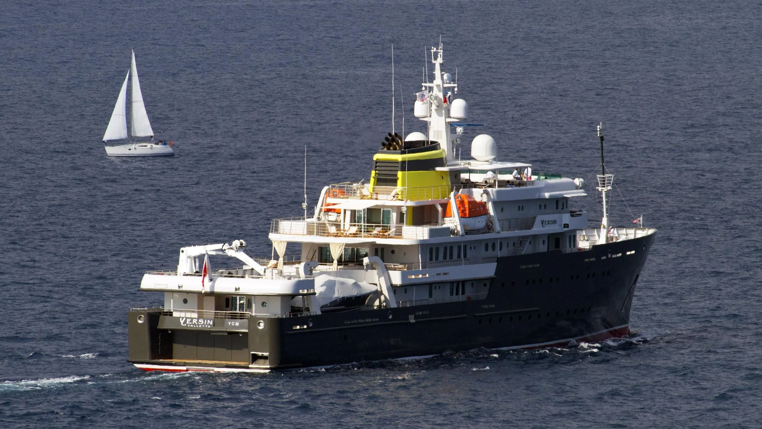 a large ship in the water aboard YERSIN Yacht for Charter