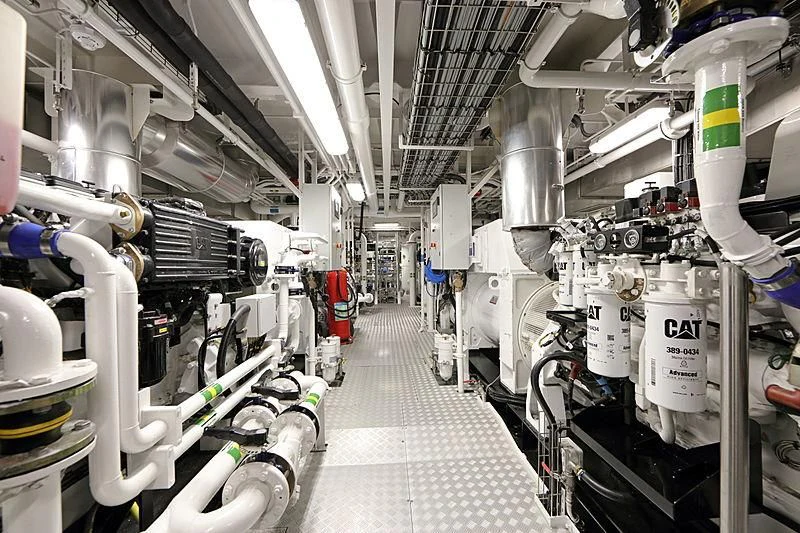 a room with several white pipes aboard YERSIN Yacht for Charter