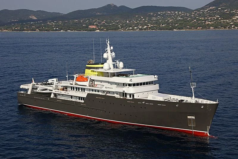 a large ship in the water aboard YERSIN Yacht for Charter