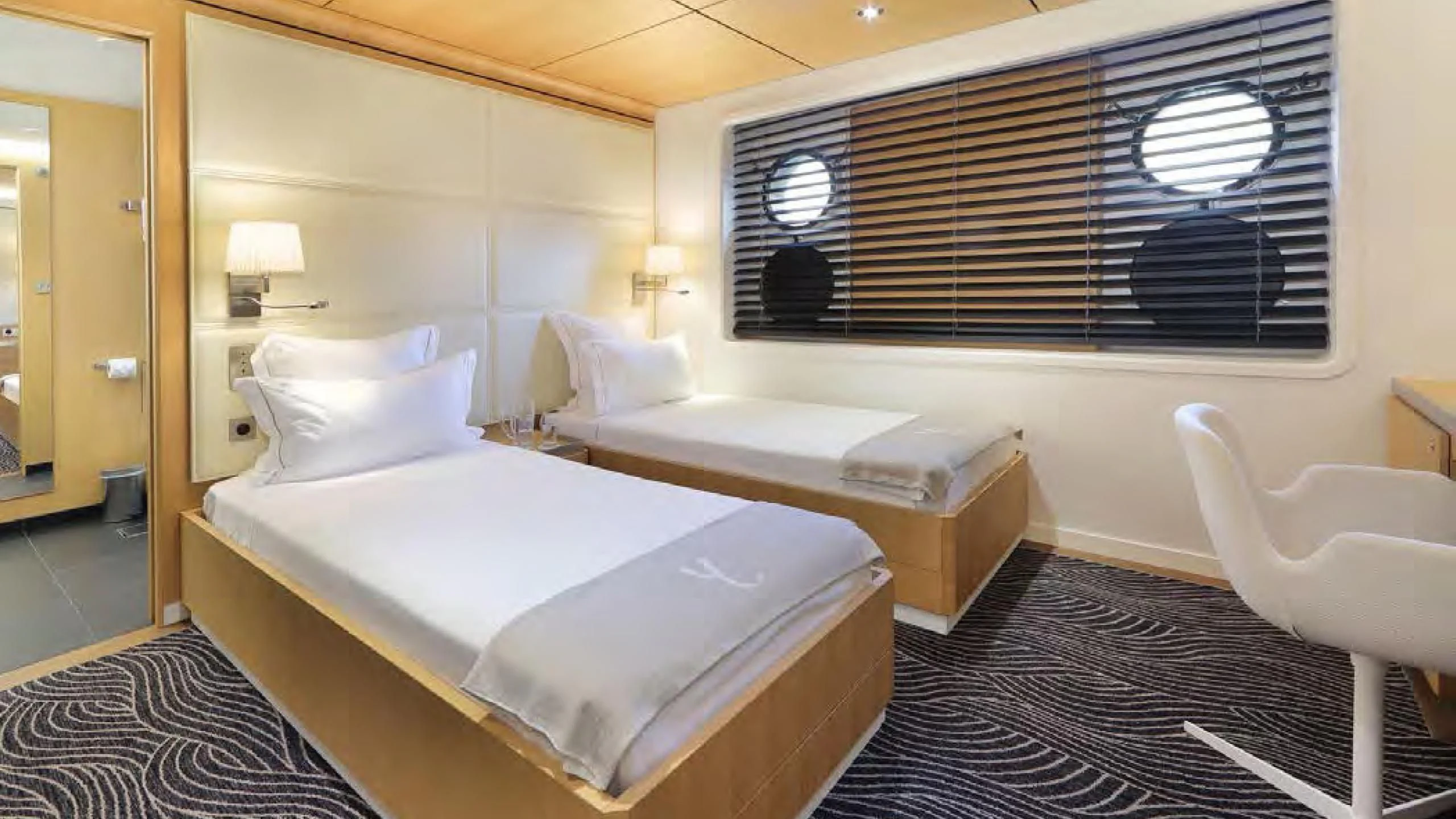a room with two beds aboard YERSIN Yacht for Charter
