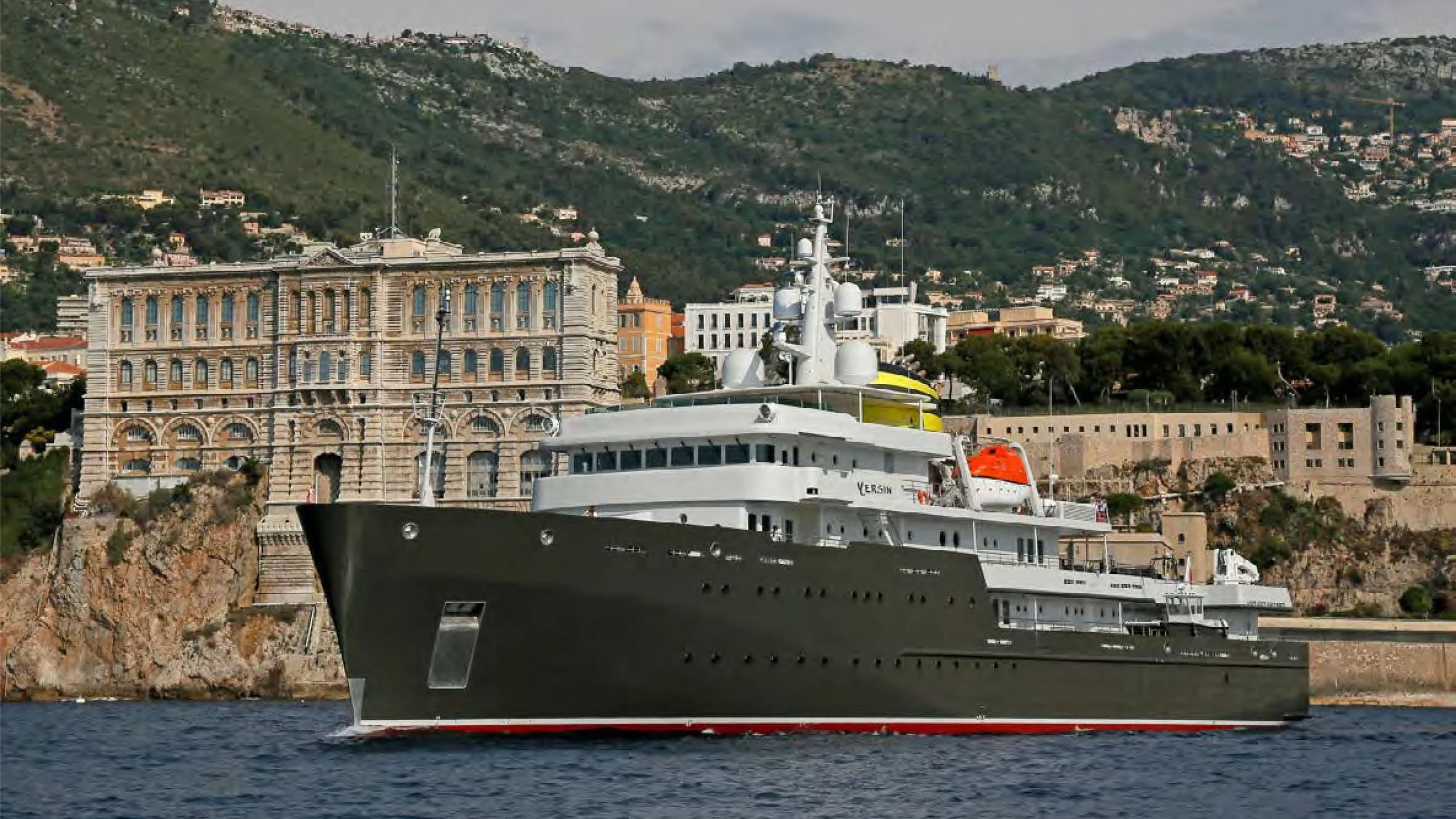 a large ship in the water aboard YERSIN Yacht for Charter