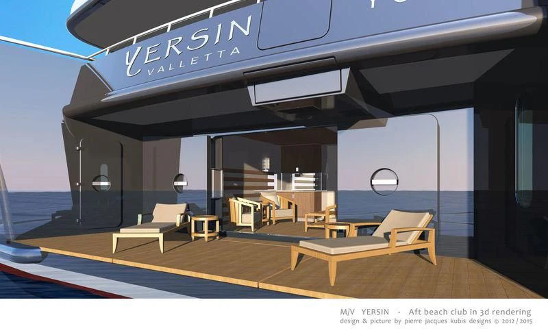 a room with a table and chairs aboard YERSIN Yacht for Charter