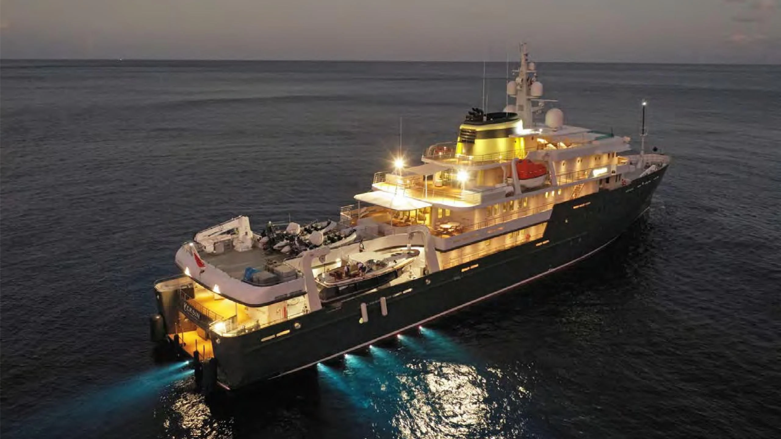 a large ship in the water aboard YERSIN Yacht for Charter
