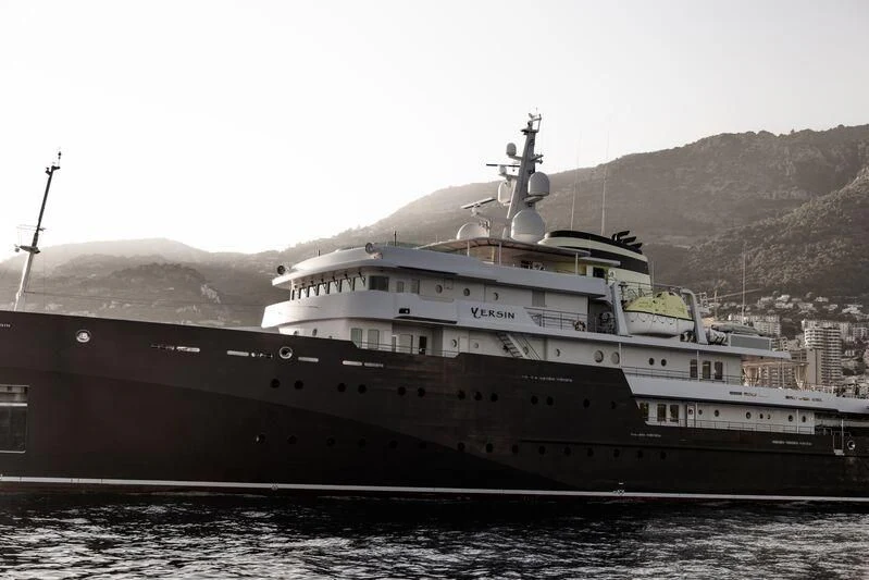 a large ship in the water aboard YERSIN Yacht for Charter