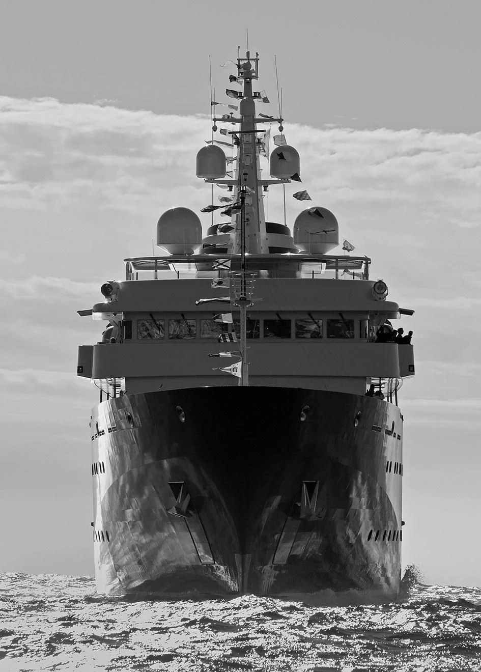 a large ship in the snow aboard YERSIN Yacht for Charter