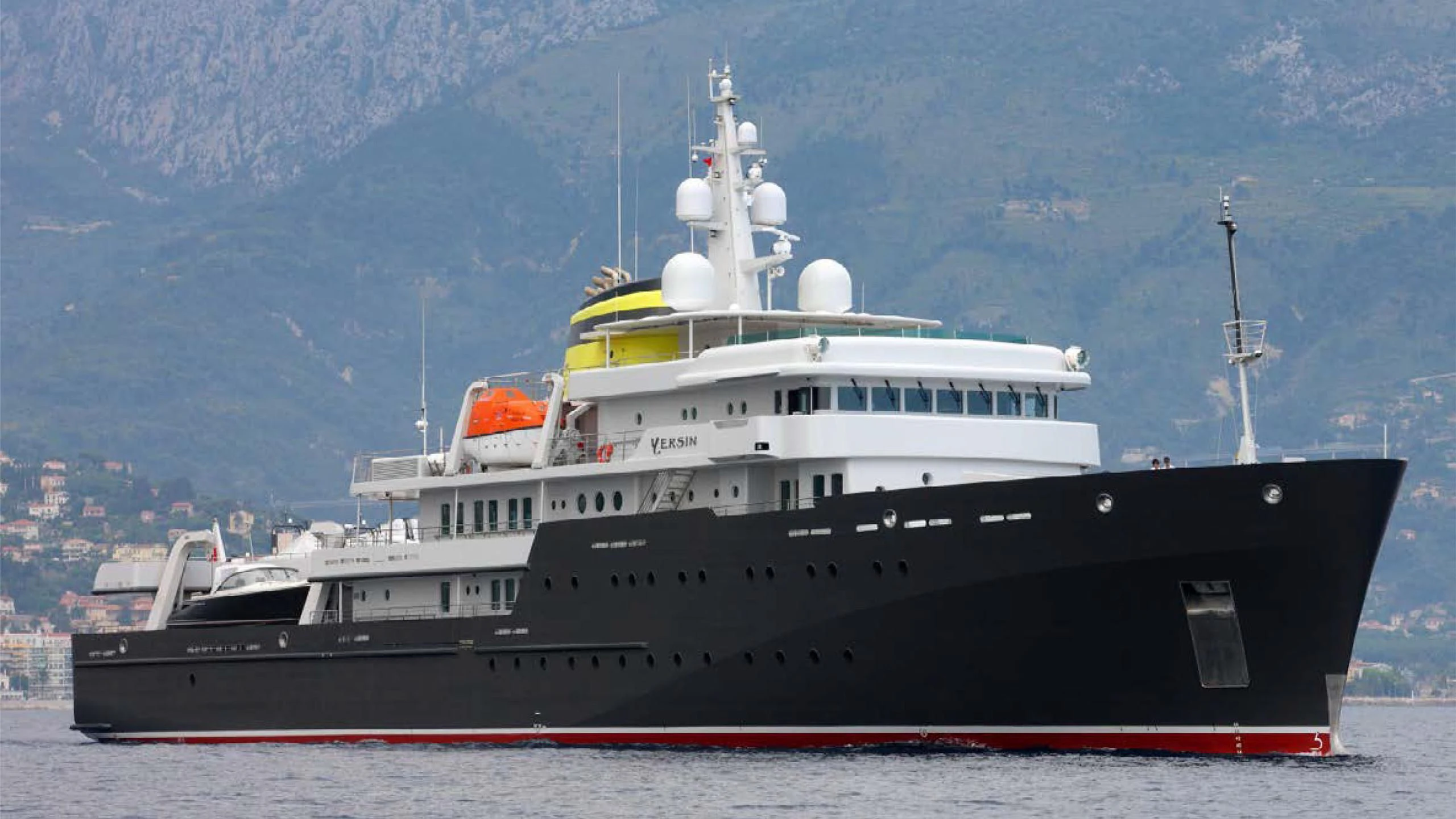 a large ship in the water aboard YERSIN Yacht for Charter