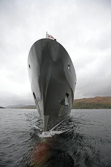 a submarine in the water aboard YERSIN Yacht for Charter