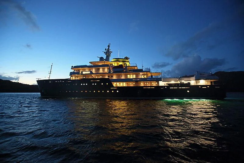 a large ship in the water aboard YERSIN Yacht for Charter