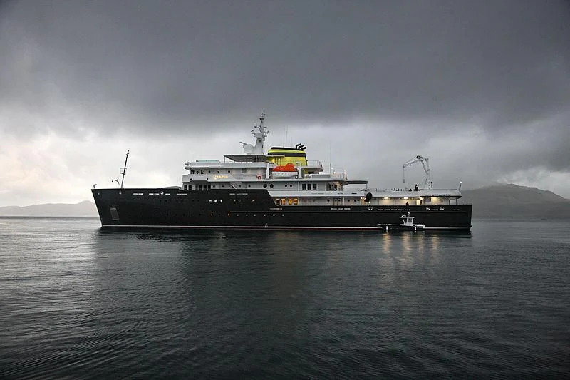 a large ship in the water aboard YERSIN Yacht for Charter