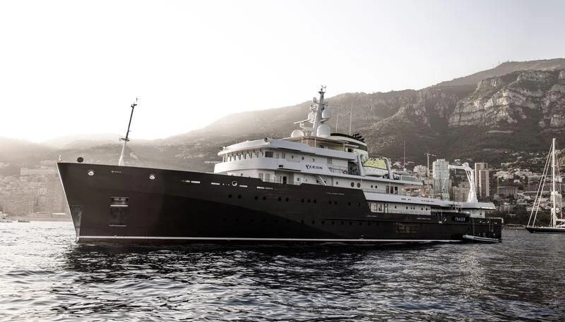 a large ship in the water aboard YERSIN Yacht for Charter