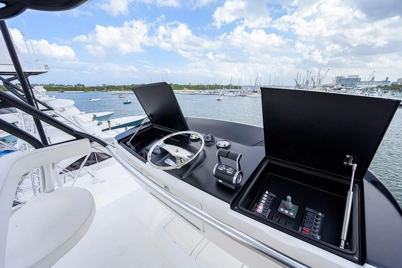 the inside of a car aboard ABSOLUT Yacht for Sale