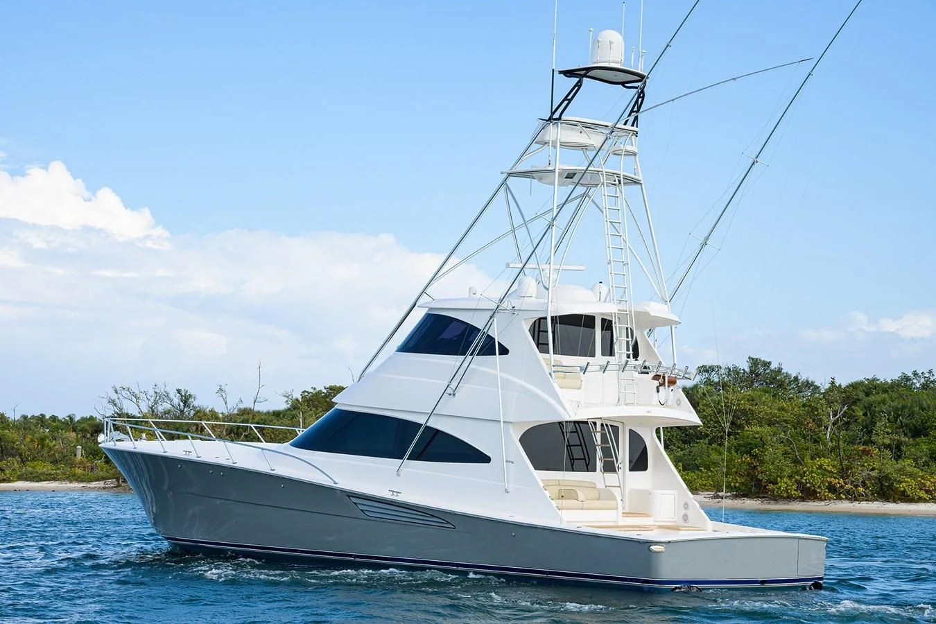 a white boat on the water aboard ABSOLUT Yacht for Sale