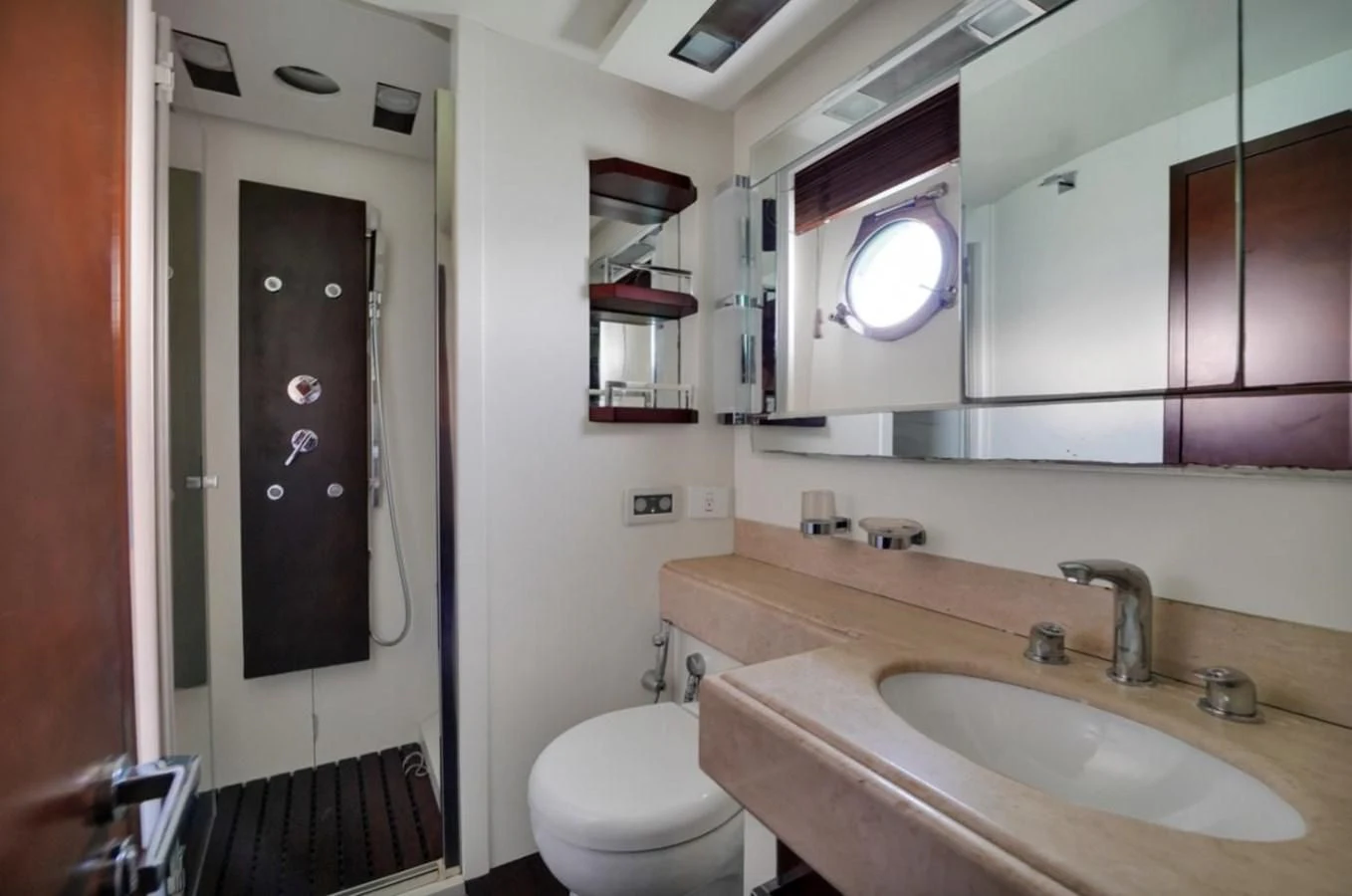a bathroom with a sink and a toilet aboard TABATA Yacht for Sale