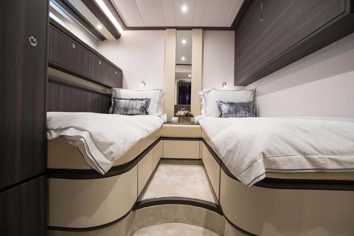 a room with three beds aboard SOFIA D Yacht for Sale