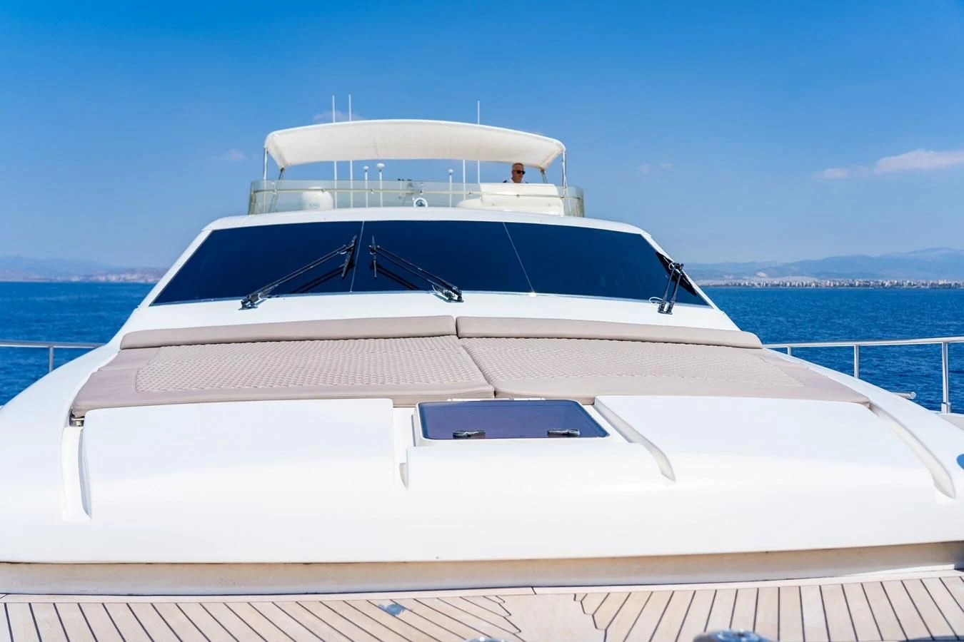 a white yacht on a dock aboard SOFIA D Yacht for Sale