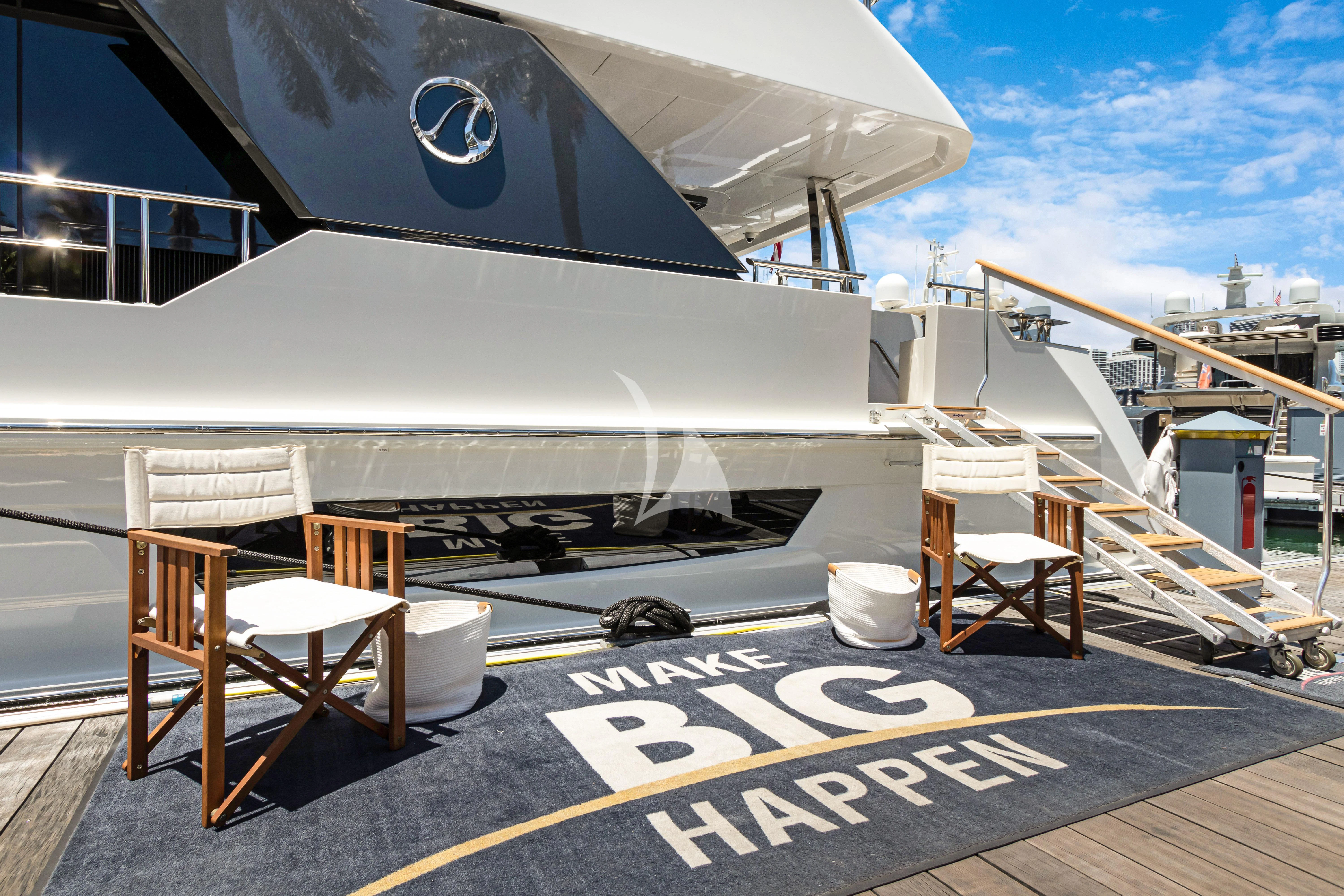 a large white boat aboard MAKE BIG HAPPEN Yacht for Sale