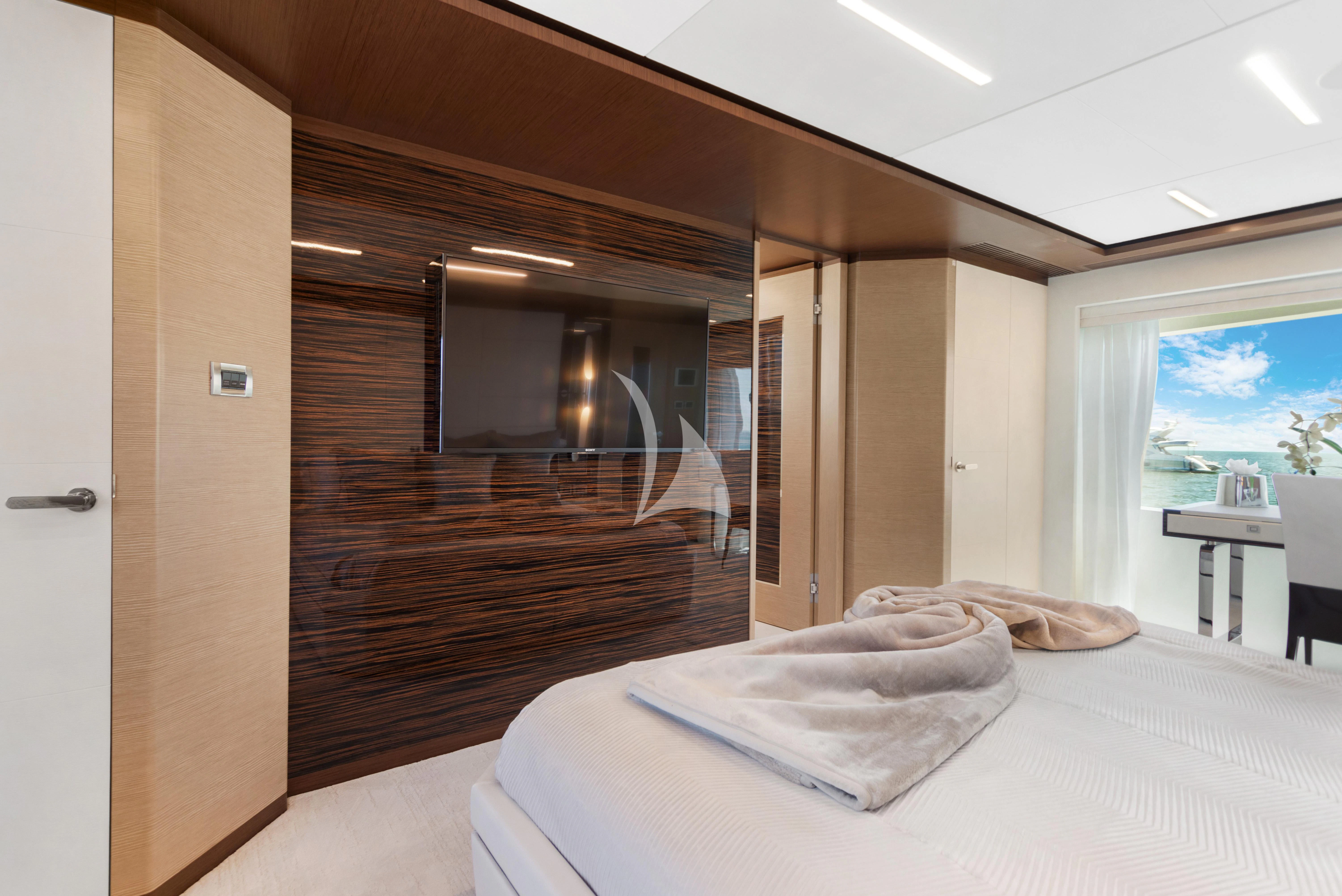 a bed in a room aboard MAKE BIG HAPPEN Yacht for Sale