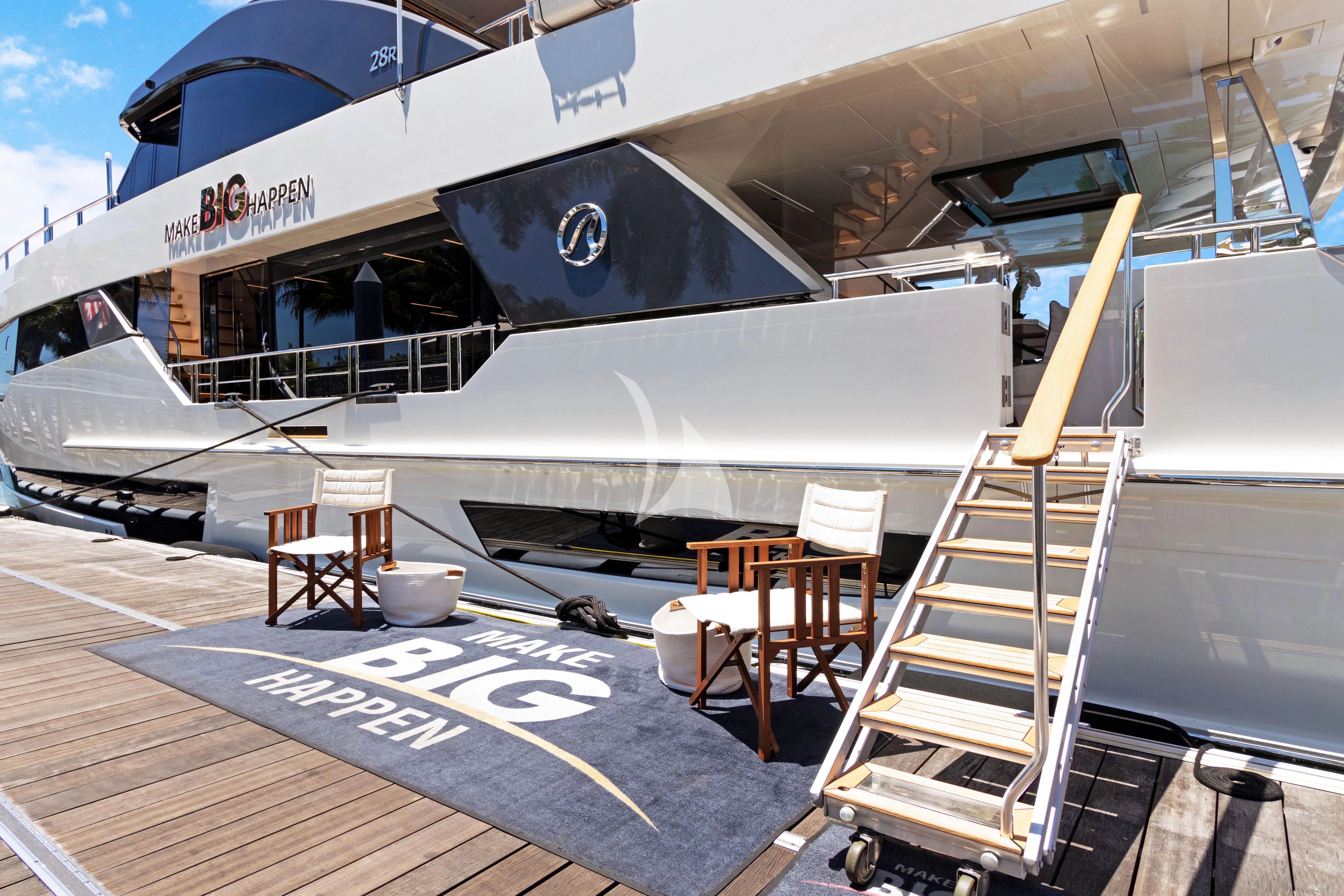 a boat on a trailer aboard MAKE BIG HAPPEN Yacht for Sale