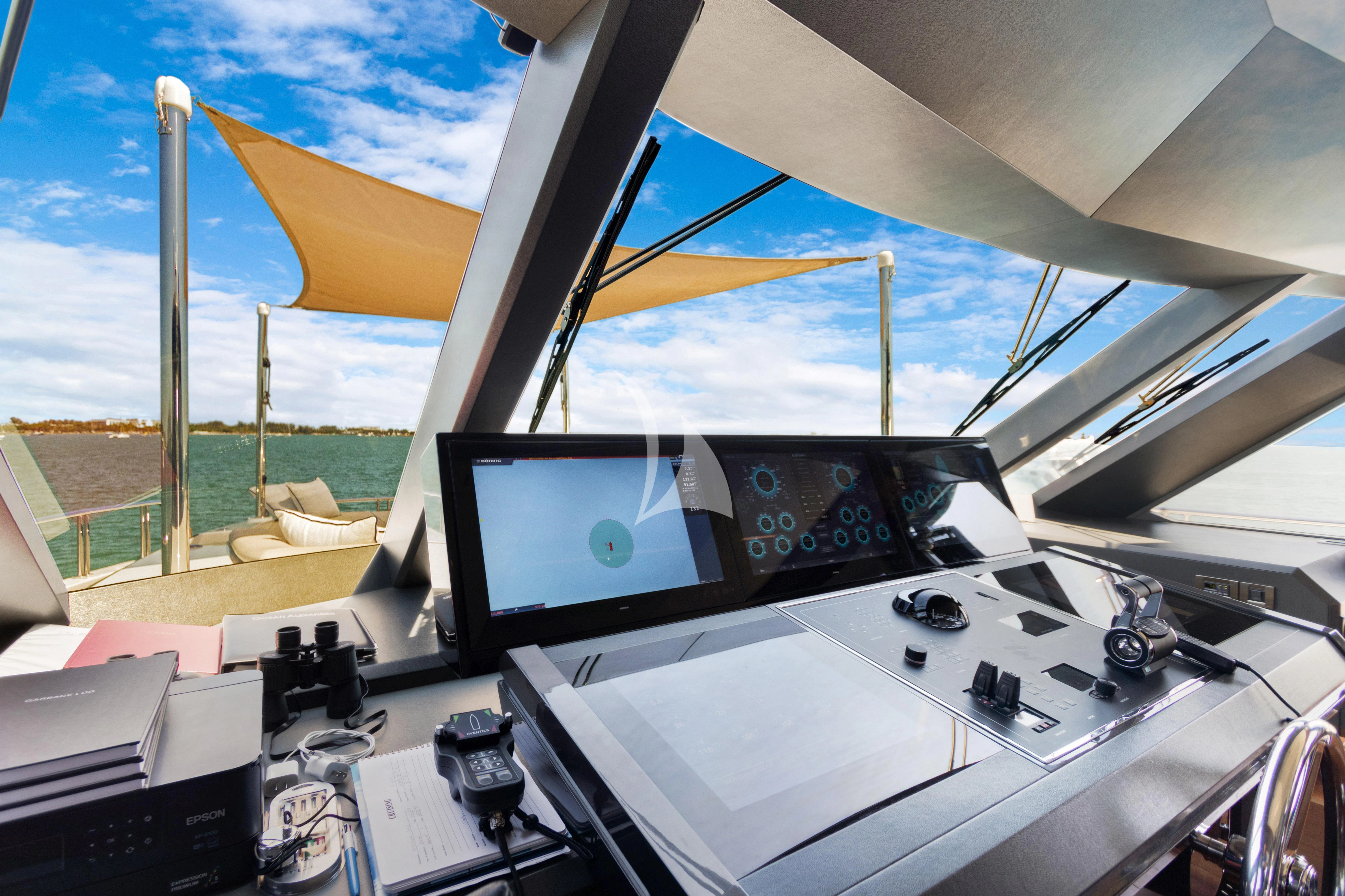a cockpit of an airplane aboard MAKE BIG HAPPEN Yacht for Sale