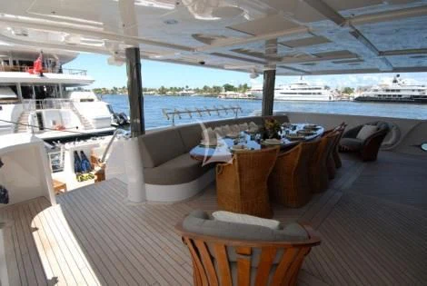 a table on a boat aboard USHER Yacht for Sale
