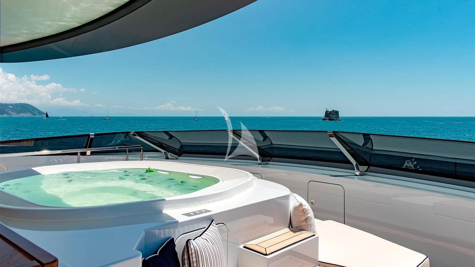 a boat on the water aboard LADY LENA Yacht for Sale