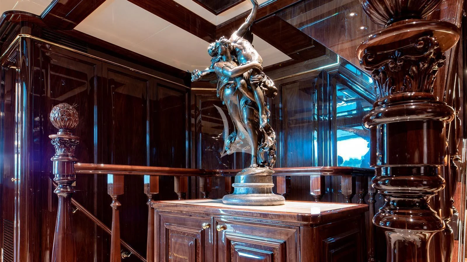 a statue in a room aboard LADY LENA Yacht for Sale