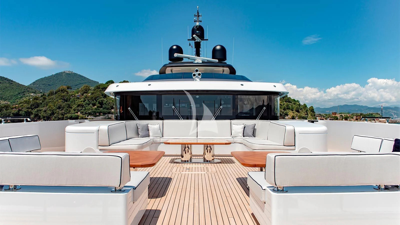 a boat on a deck aboard LADY LENA Yacht for Sale