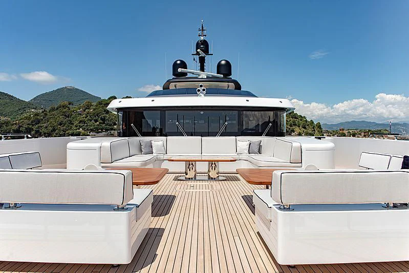 a boat on a deck aboard LADY LENA Yacht for Sale