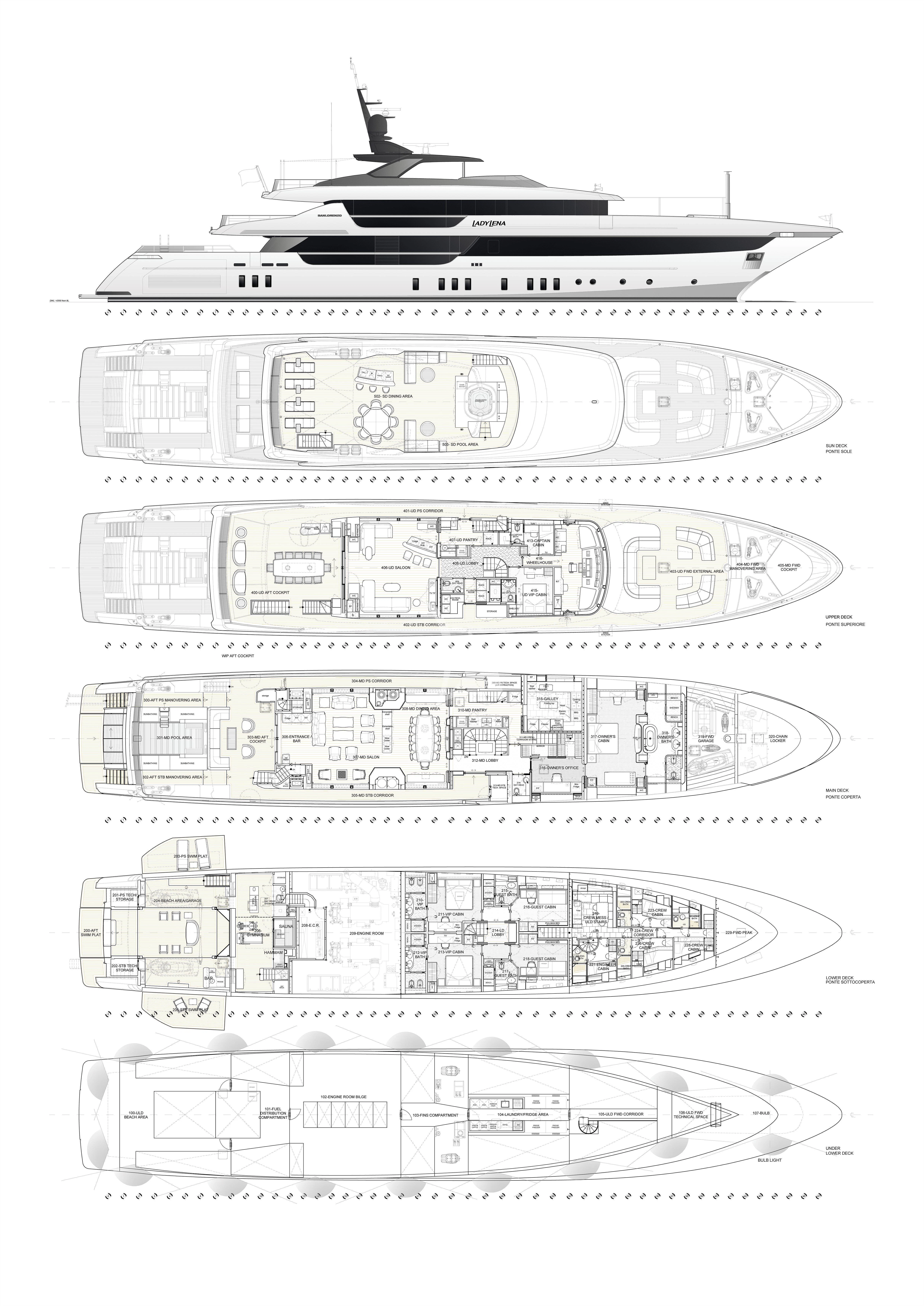 diagram aboard LADY LENA Yacht for Sale