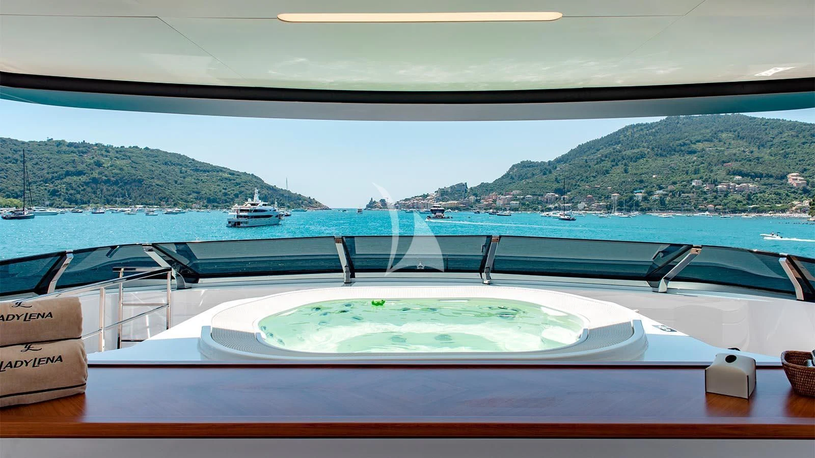 a boat on a body of water aboard LADY LENA Yacht for Sale