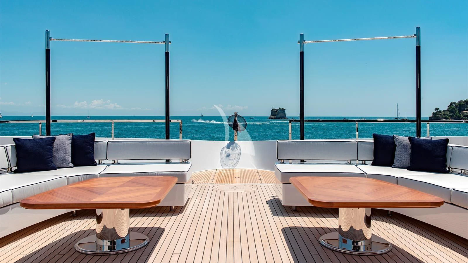 a room with a pool and a deck with a large window aboard LADY LENA Yacht for Sale