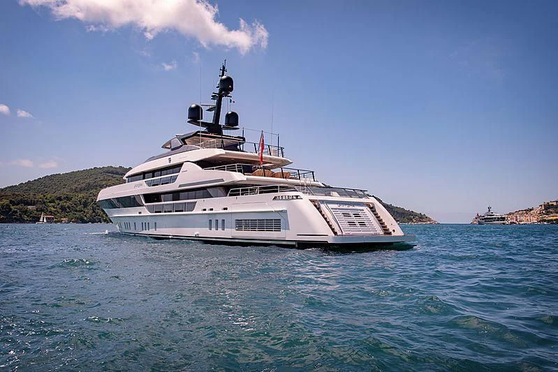 a boat on the water aboard LADY LENA Yacht for Sale