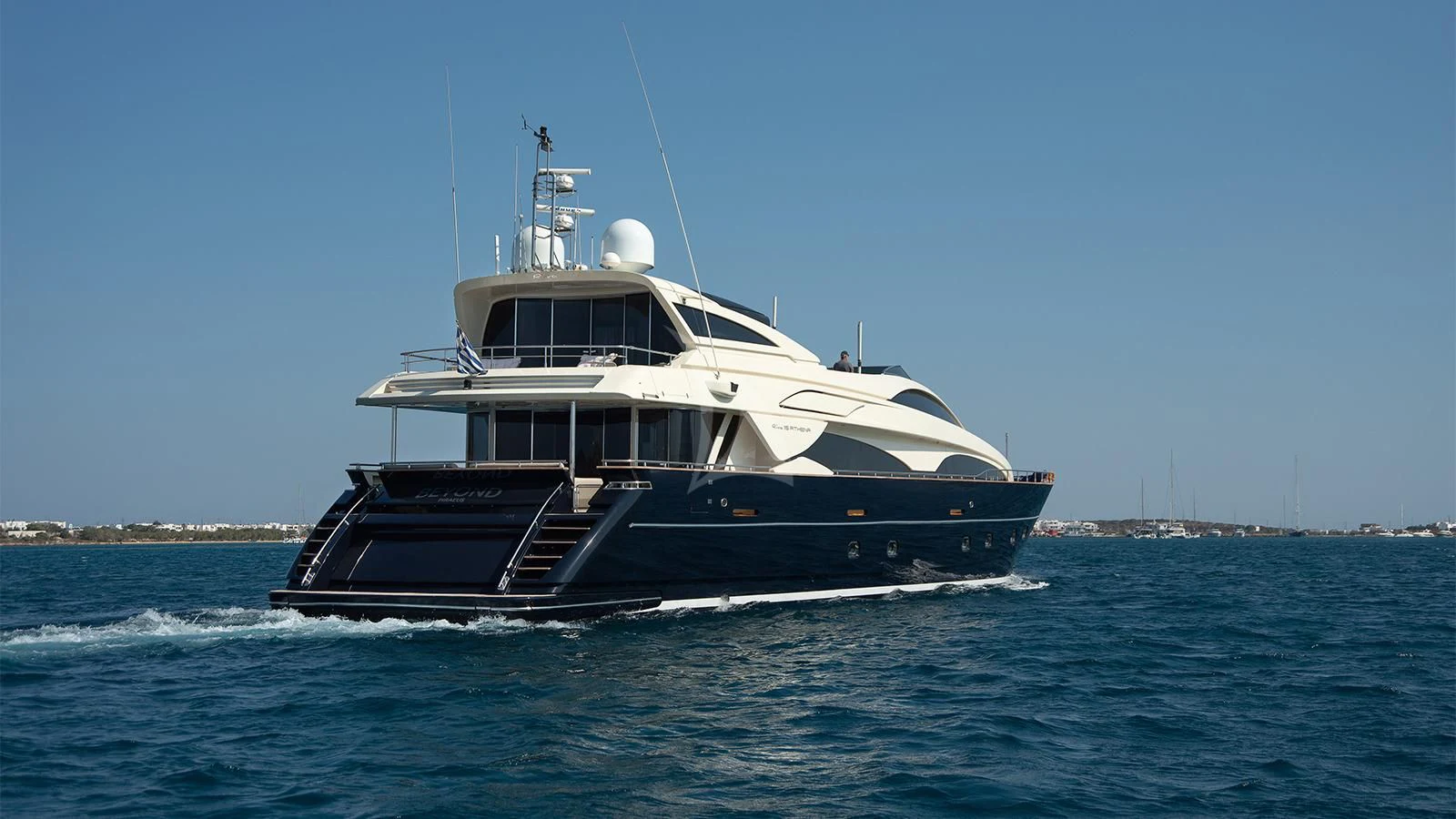 a boat on the water aboard BEYOND Yacht for Charter