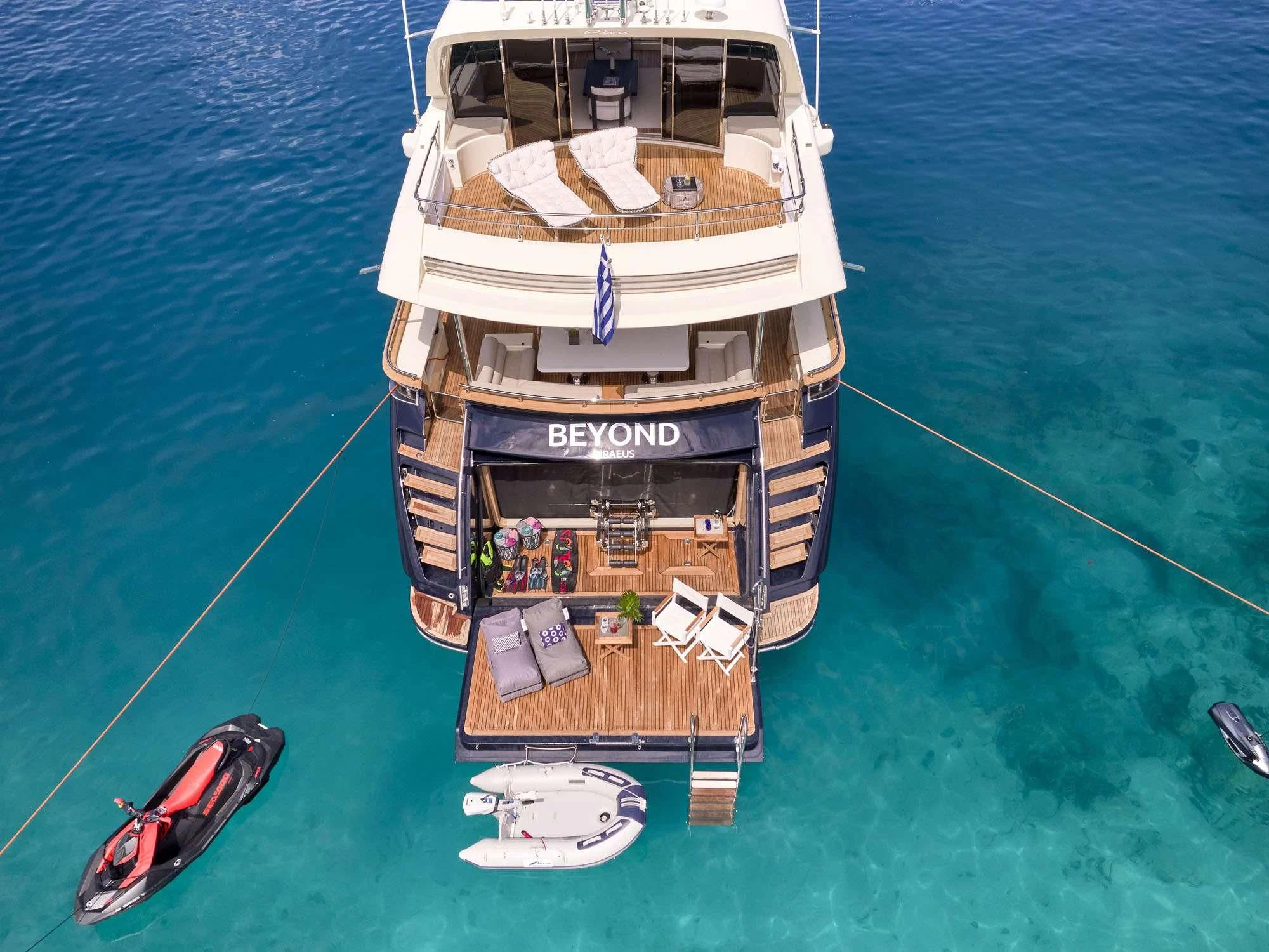 a boat on the water aboard BEYOND Yacht for Charter