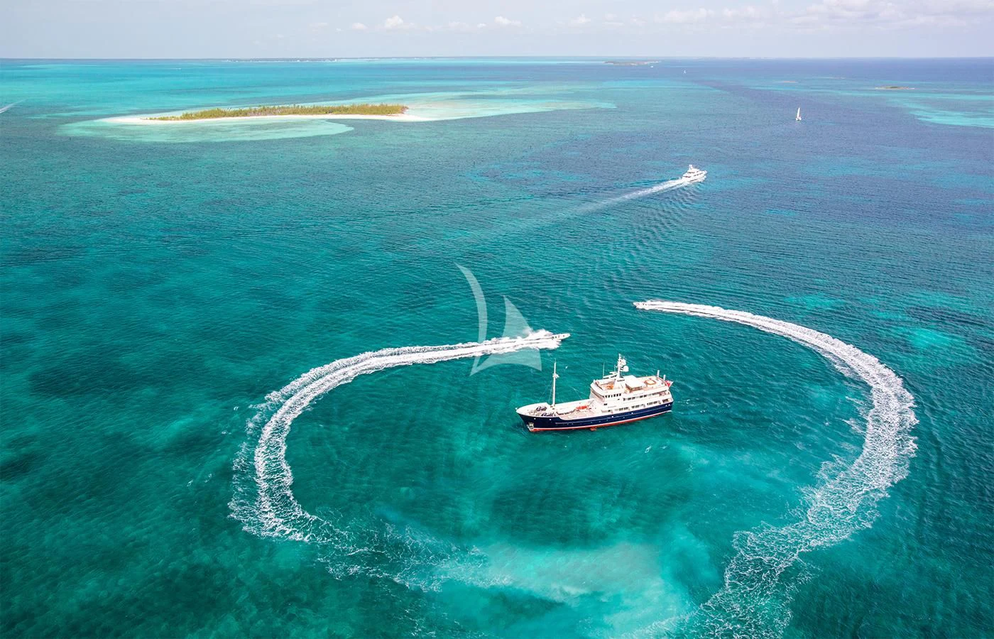 a ship sailing on the sea aboard PIONEER Yacht for Sale