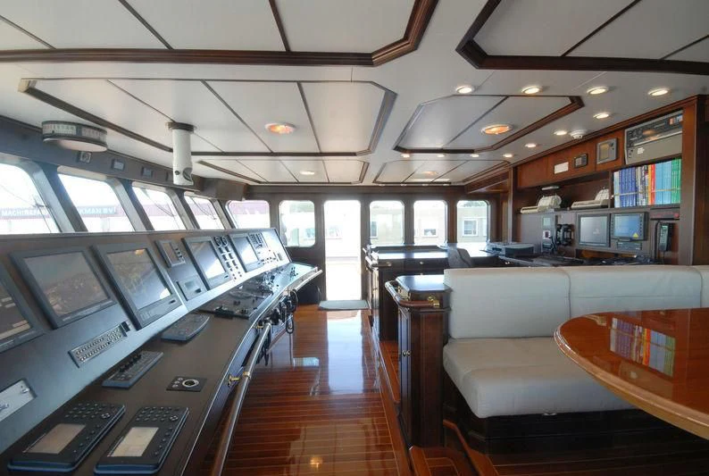 a room with many computers aboard PIONEER Yacht for Sale