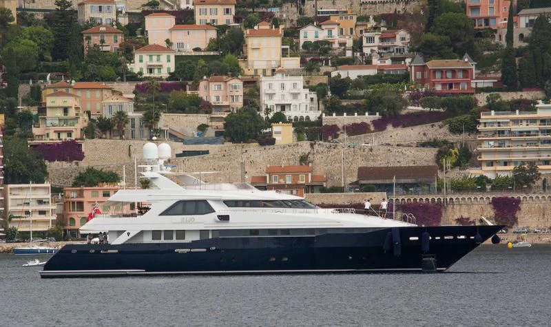 a large boat in the water aboard KIJO Yacht for Sale