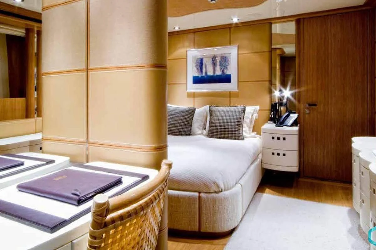 a room with a couch and a table aboard KIJO Yacht for Sale