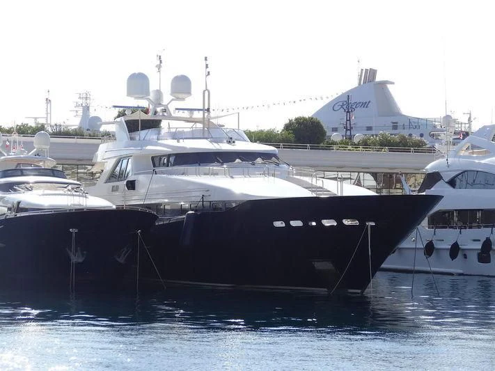 several boats in a harbor aboard KIJO Yacht for Sale