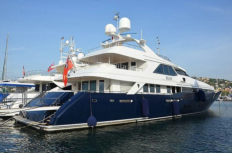 a large boat in the water aboard KIJO Yacht for Sale