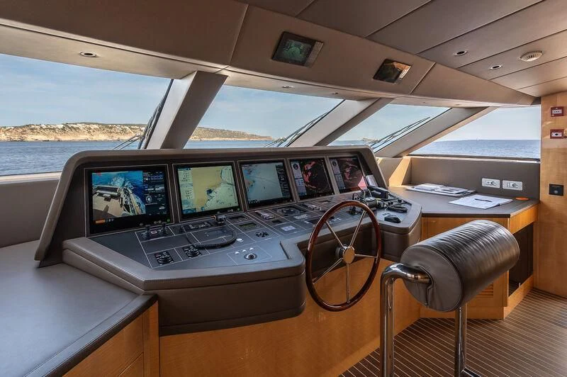 a vehicle with many monitors and laptops on it aboard KIA ORA Yacht for Sale