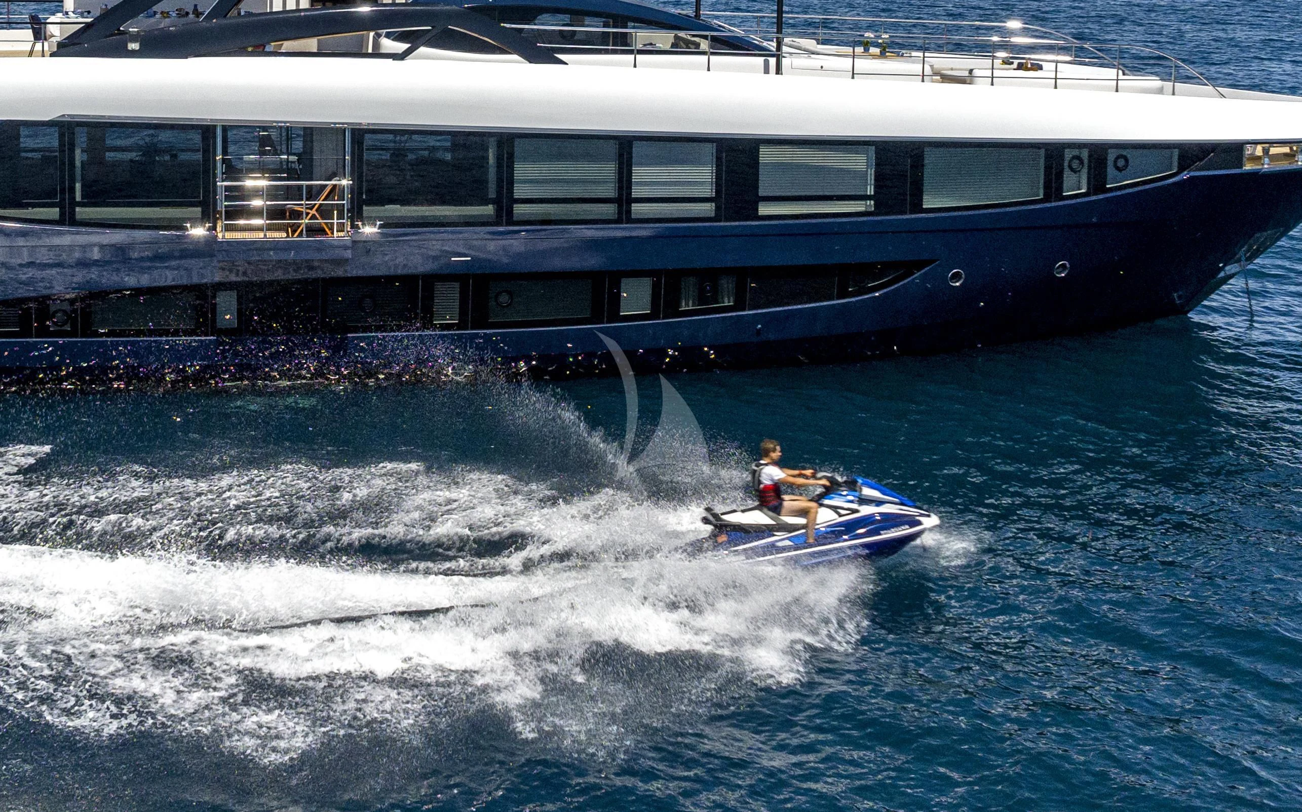 a boat is moving through the water aboard ARSANA Yacht for Charter