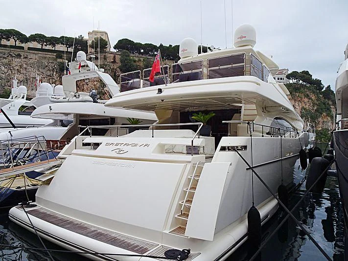 a boat with a large crowd of people on it aboard CASTA DIVA Yacht for Sale