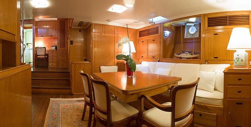 a kitchen and dining room aboard FEI-SEEN Yacht for Sale