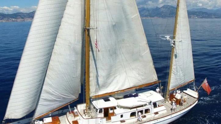 a large sailboat on the water aboard FEI-SEEN Yacht for Sale