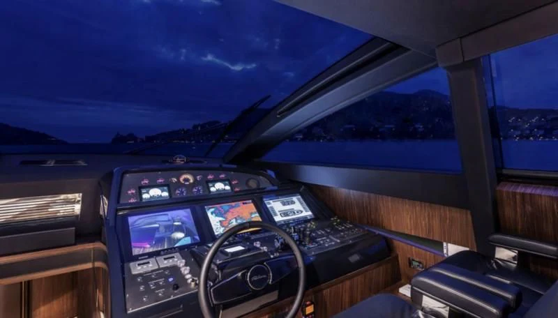 inside of a vehicle aboard OXIDANTE Yacht for Sale