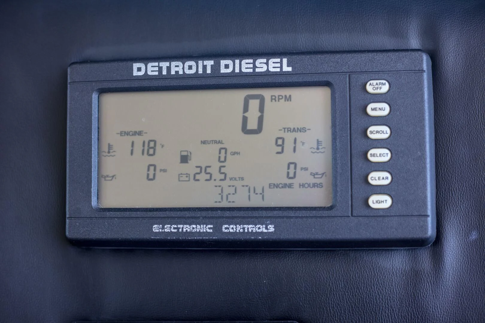 a black rectangular device with a white label and black text aboard PRIME TIME Yacht for Sale