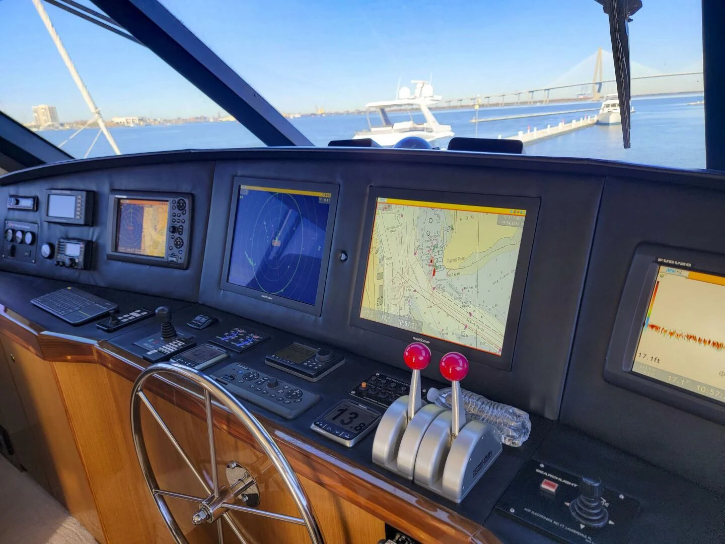 a control panel of a plane aboard PRIME TIME Yacht for Sale